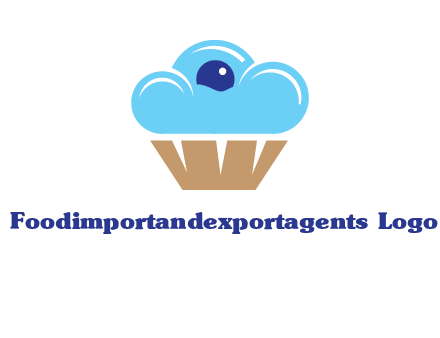 cloud forming cupcake with berry food logo