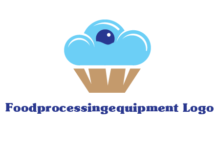 cloud forming cupcake with berry food logo