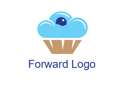 cloud forming cupcake with berry food logo