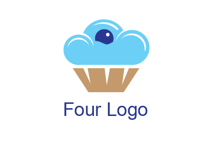 cloud forming cupcake with berry food logo