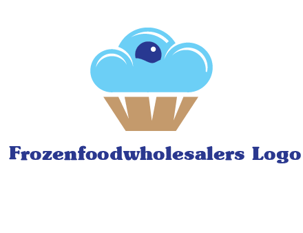 cloud forming cupcake with berry food logo