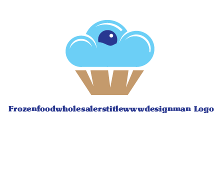 cloud forming cupcake with berry food logo