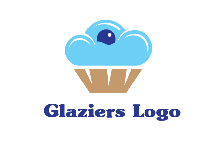 cloud forming cupcake with berry food logo