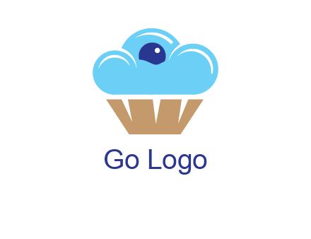 cloud forming cupcake with berry food logo