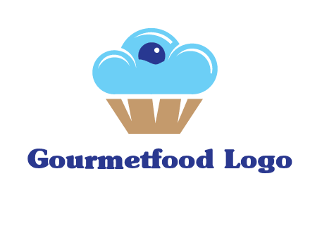 cloud forming cupcake with berry food logo