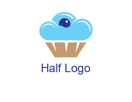 cloud forming cupcake with berry food logo
