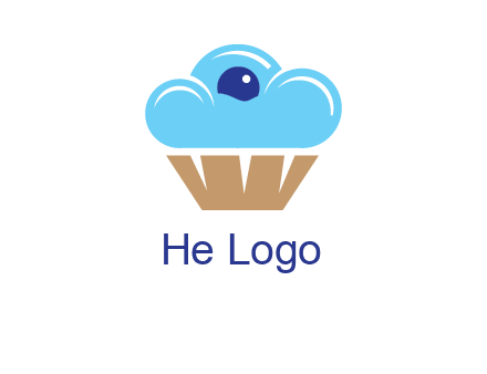 cloud forming cupcake with berry food logo