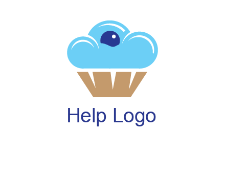 cloud forming cupcake with berry food logo