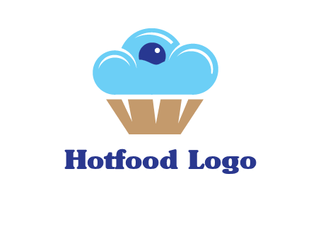 cloud forming cupcake with berry food logo