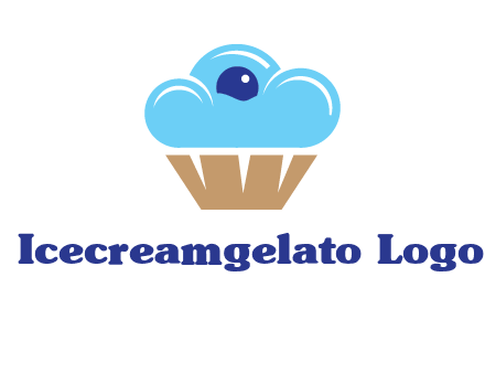 cloud forming cupcake with berry food logo