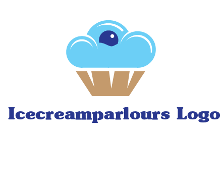 cloud forming cupcake with berry food logo