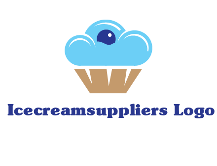 cloud forming cupcake with berry food logo