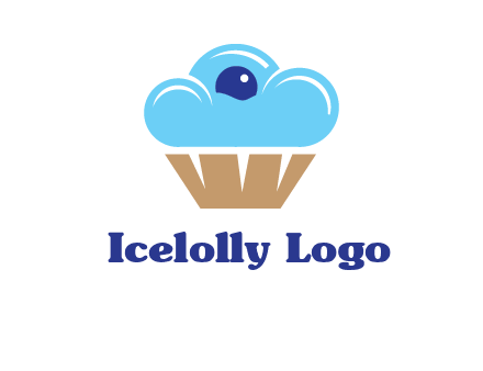 cloud forming cupcake with berry food logo