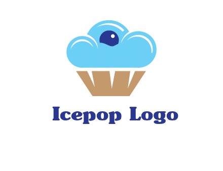 cloud forming cupcake with berry food logo