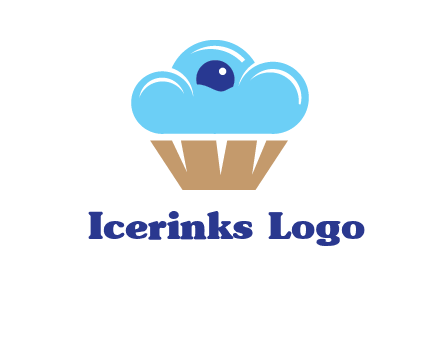 cloud forming cupcake with berry food logo