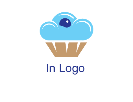 cloud forming cupcake with berry food logo