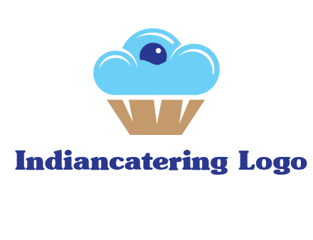 cloud forming cupcake with berry food logo
