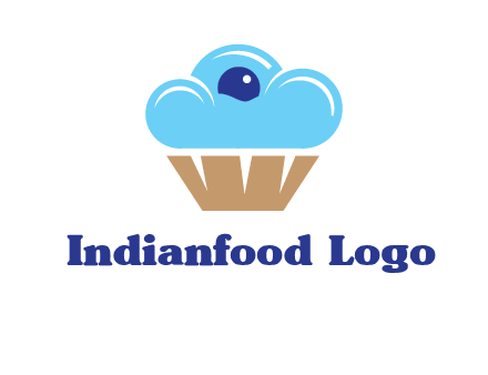 cloud forming cupcake with berry food logo