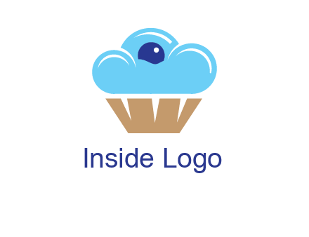 cloud forming cupcake with berry food logo