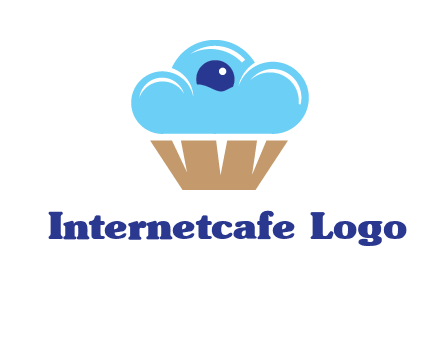 cloud forming cupcake with berry food logo