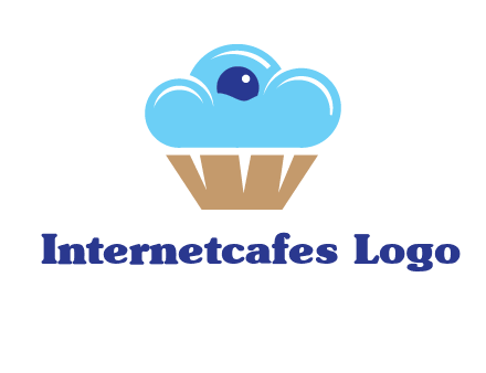 cloud forming cupcake with berry food logo