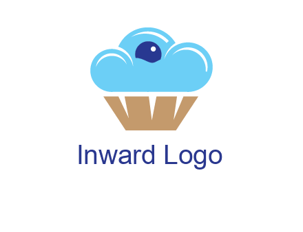 cloud forming cupcake with berry food logo