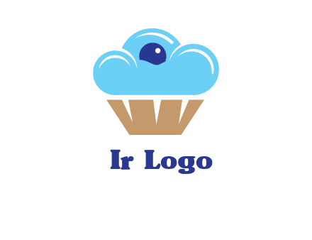 cloud forming cupcake with berry food logo