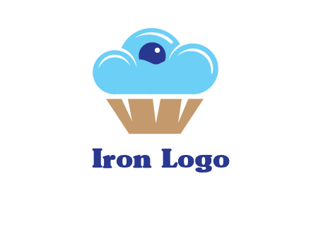 cloud forming cupcake with berry food logo