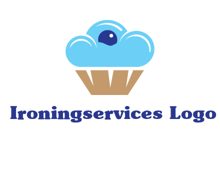 cloud forming cupcake with berry food logo