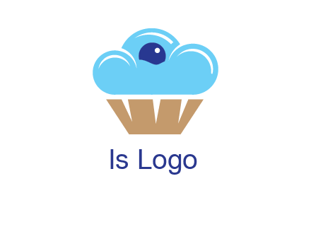 cloud forming cupcake with berry food logo