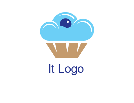 cloud forming cupcake with berry food logo