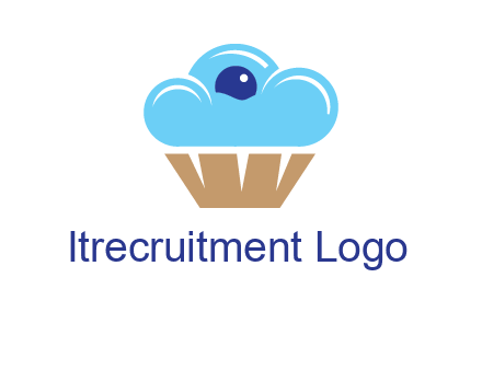 cloud forming cupcake with berry food logo