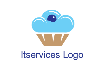 cloud forming cupcake with berry food logo
