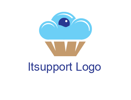 cloud forming cupcake with berry food logo