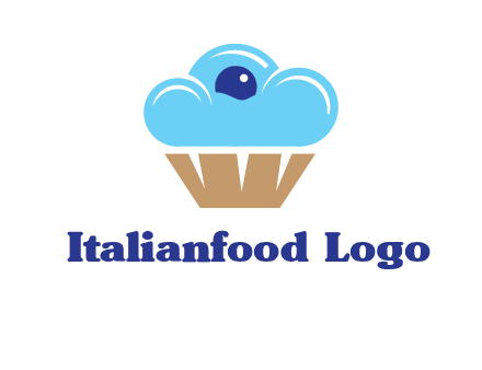 cloud forming cupcake with berry food logo