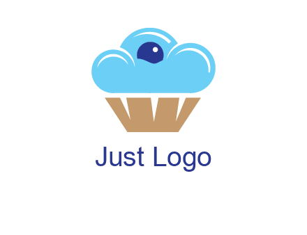 cloud forming cupcake with berry food logo