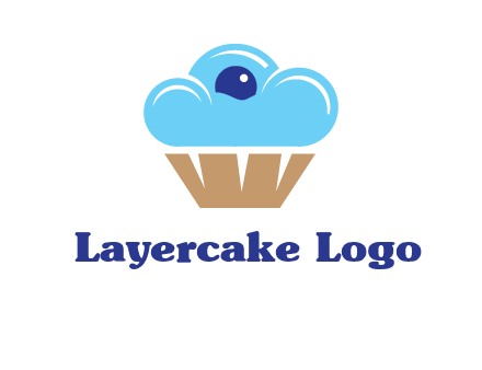 cloud forming cupcake with berry food logo