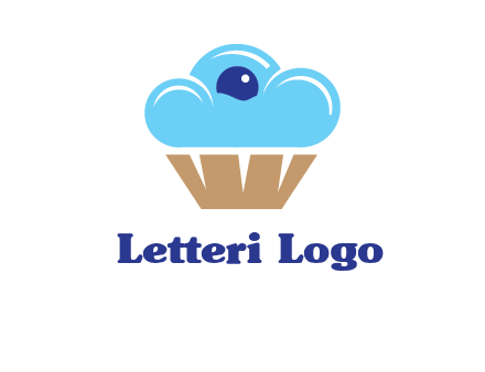 cloud forming cupcake with berry food logo