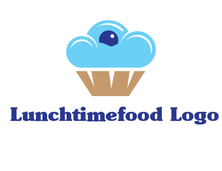 cloud forming cupcake with berry food logo