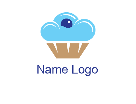 cloud forming cupcake with berry food logo