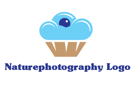 cloud forming cupcake with berry food logo