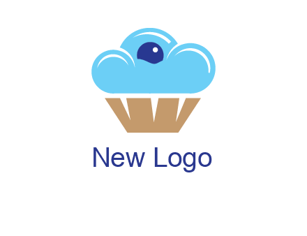 cloud forming cupcake with berry food logo