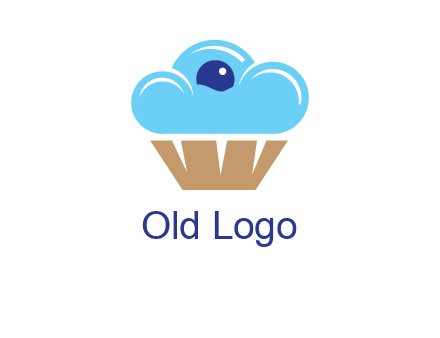 cloud forming cupcake with berry food logo