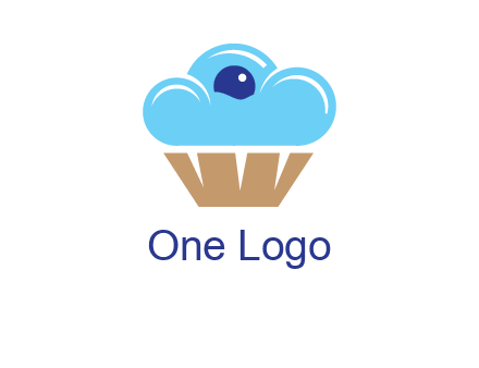 cloud forming cupcake with berry food logo