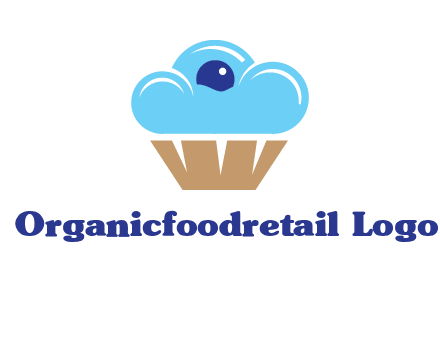 cloud forming cupcake with berry food logo