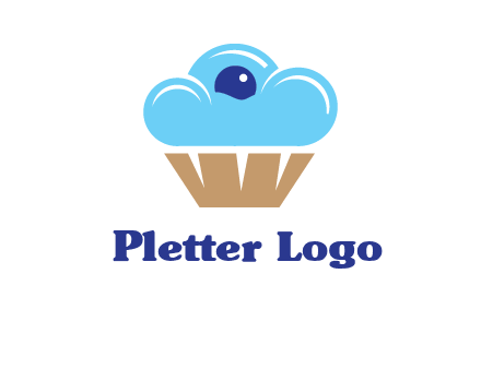 cloud forming cupcake with berry food logo