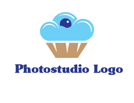 cloud forming cupcake with berry food logo