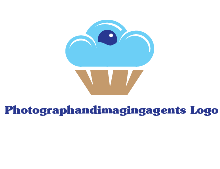 cloud forming cupcake with berry food logo