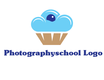 cloud forming cupcake with berry food logo