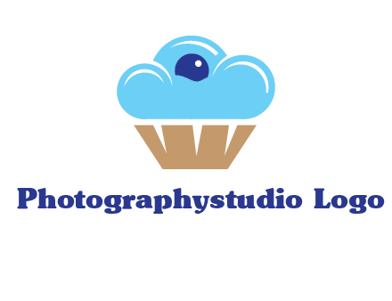 cloud forming cupcake with berry food logo